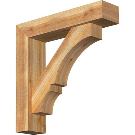 Ekena Millwork Balboa Block Rough Sawn Bracket w/ Offset Brace, Western Red Cedar, 6"W x 26"D x 26"H BKT0604X26X26BOA05RWR